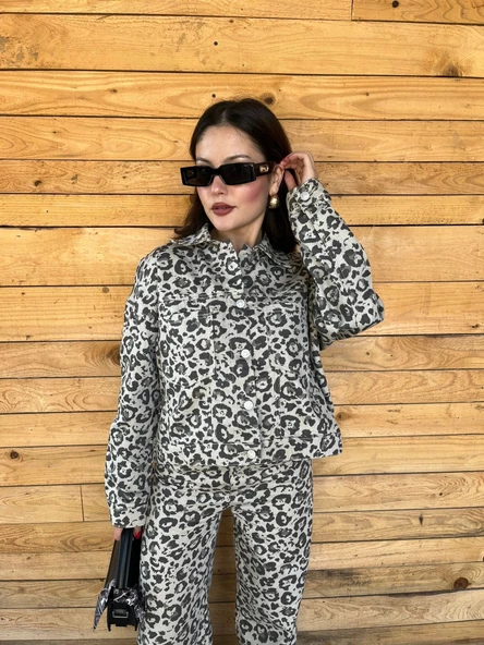 Kadın Leopar Desen Ceket - 2
