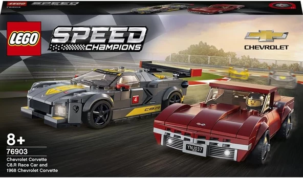 LEGO 76903 Speed Champions Chevrolet Corvette C8.r Yarış Arabası ve 1968 Chevrolet Corvette