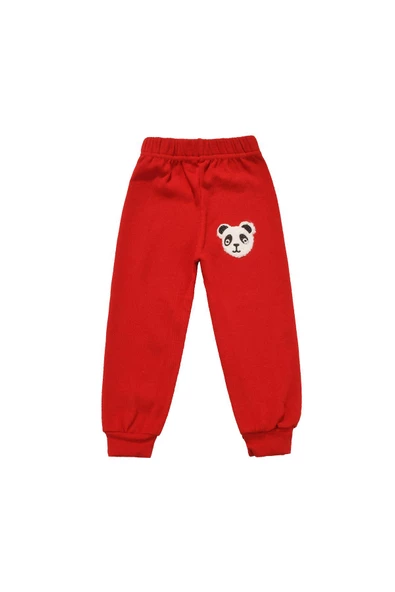 Panda Nakışlı Unisex Bebek Alt Kırmızı