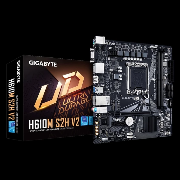 Gıgabyte H610m S2h V2 Rev.1.0, 5600mhz, 2xddr5, M.2, D-sub, 2xdp, Hdmı, 12-13-14.nesil, Lga1700 Soket, Anakart