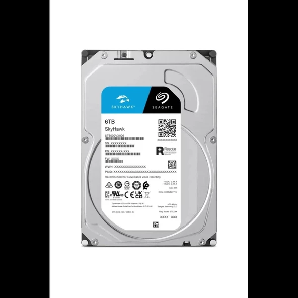 Seagate Skyhawk, St6000vx009, 3.5", 6tb, 256mb, 5400rpm, Güvenlik, Hdd