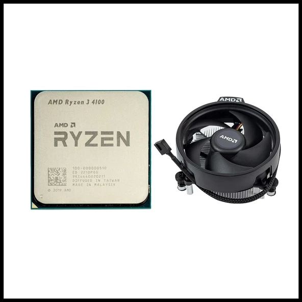 Amd Ryzen 3 4100 4 Core, 3,80-4,0ghz, 6mb Cache, 65w, Am4 Soket, Mpk (kutusuz) (dahili Grafik Yok, Fan Var)