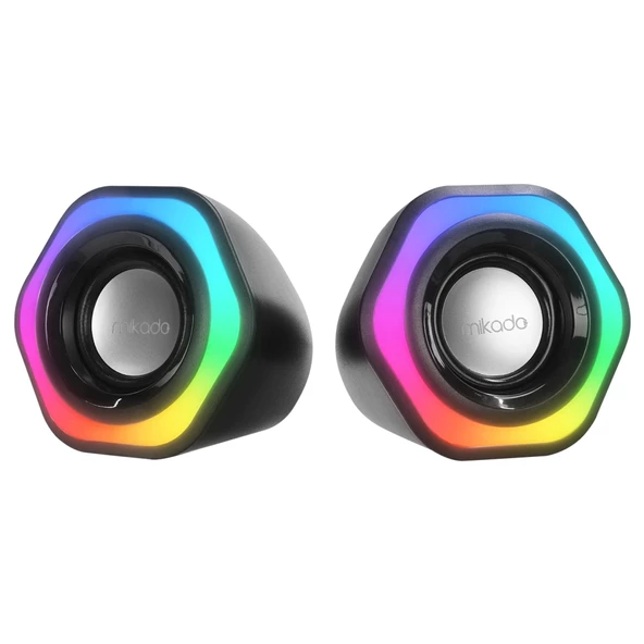 Mıkado Md-176, 6w, 1+1, Masaüstü, Rgb Aydınlatma, Usb, Siyah Kasa, Speaker