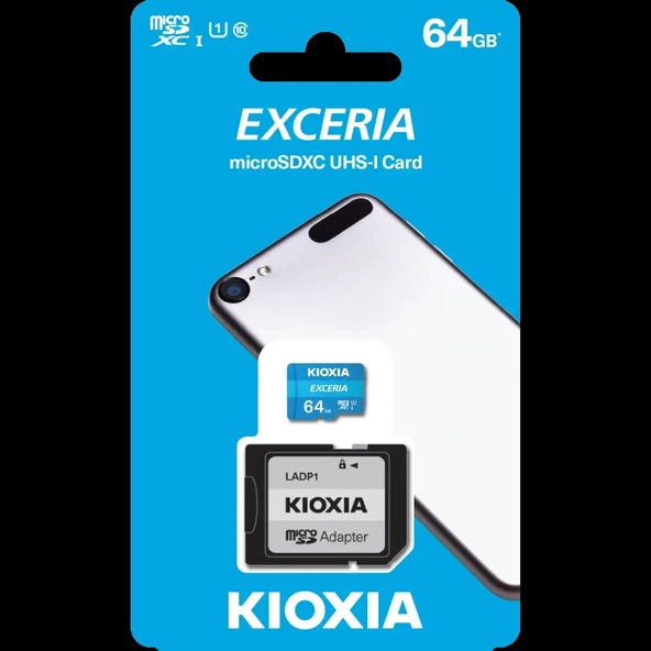 Kıoxıa 64gb Exceria, Lmex1l064gg2, Uhs-1, Cl10, 100mb/s, Microsd Kart Bellek (sd Adaptörlü)