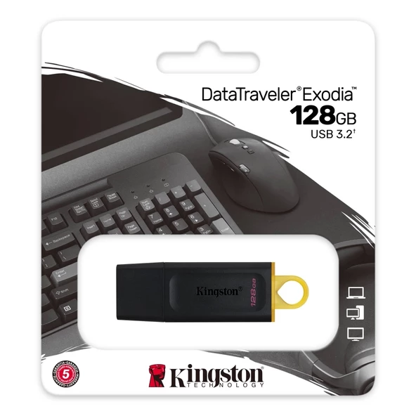 Kıngston Dtx/128gb Usb 3.2 Data Traveler Exodia  Gen 1 Flash Disk (siyah - Sarı)