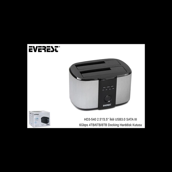 Everest Hd3-540, 2.5" Ve 3.5" Disk Uyumlu, Usb 3.0, İki Disk Yuvalı, Dock Station