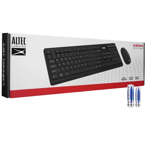 Altec Lansing Albc6314, Siyah, Türkçe Q, Kablosuz, Klavye Mouse Set