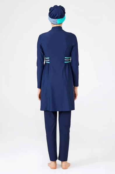 Adasea 4249 K.Lacivert Lycralı Tasarım Tesettür Mayo - Resim 4