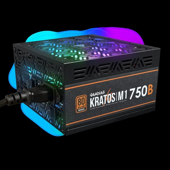 Gamdıas Kratos M1-750b, 750w, 80+ Bronze,  Aktif Pfc, Rgb, Gamıng, Atx, Power Supply (psu)