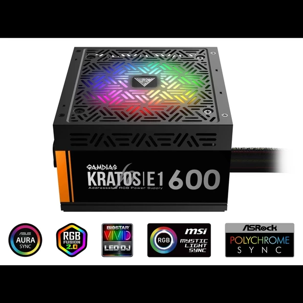 Gamdıas Kratos E1-600, 600w, Rgb, Gamıng, Atx, Power Supply (psu)