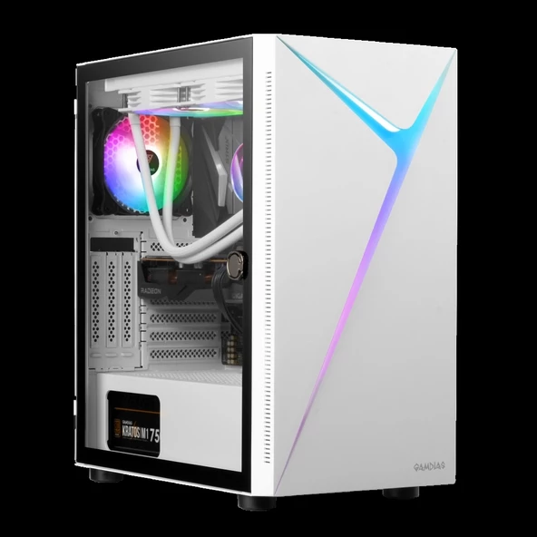 Gamdıas Argus E4 Elite Wh, 750w, Tempered Glass, Argb, 80+ Bronze, Atx, White Edition, Gamıng Kasa