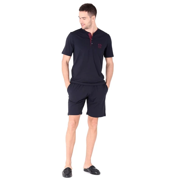 D'S Damat Şort Tişört Pijama Takımı Lacivert - 2