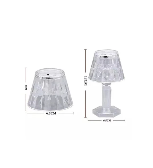 Küçük Boy Kristal Elmas Led Masa Lambası Pilli Projeksiyon Mini Şeffaf Abajur 12 Cm - 4