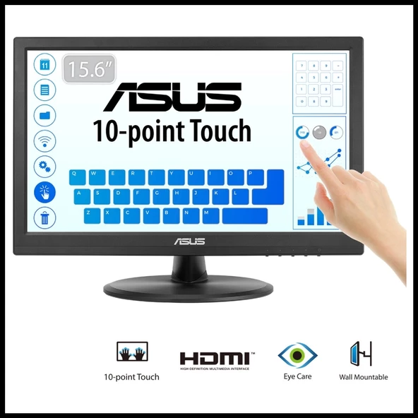 Asus Vt168hr 15.6" 5ms, 60hz, Dokunmatik, Hdmı, D-sub, Düşük Mavi Işık, Freesync, Tn Panel Monitör