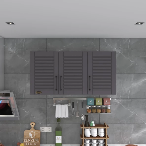 Kenzlife hazır mutfak dolabı limon60 gri mod2 60x120x32 mebran kapak suntalam gövde - 2