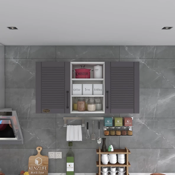 Kenzlife hazır mutfak dolabı pırasa60 gri mod2 60*120*32 mebran kapak suntalam gövde - 2