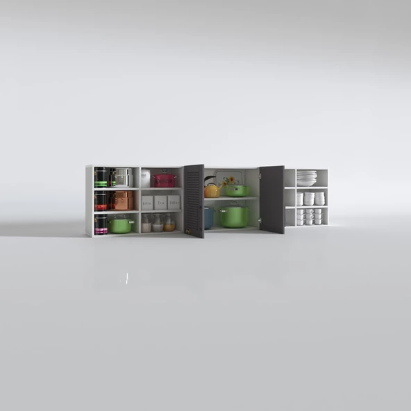 Kenzlife hazır mutfak dolabı mercimek60 gri mod2 60*240*32 mebran kapak suntalam gövde - Resim 3