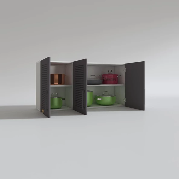 Kenzlife hazır mutfak dolabı mandalina60 gri mod2 60*120*32 mebran kapak suntalam gövde - Resim 3