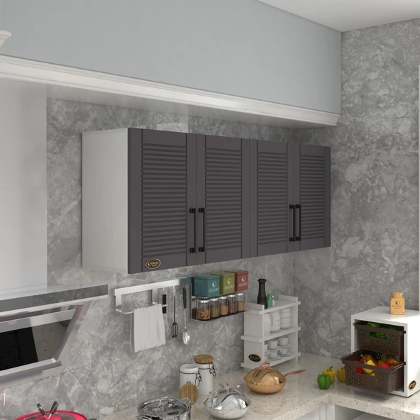 Kenzlife hazır mutfak dolabı havuç90 gri mod2 90*160*32 mebran kapak suntalam gövde