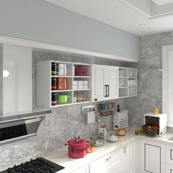 Kenzlife hazır mutfak dolabı mercimek60 byz mod1 60*240*32 mebran kapak suntalam gövde ürün görseli 1