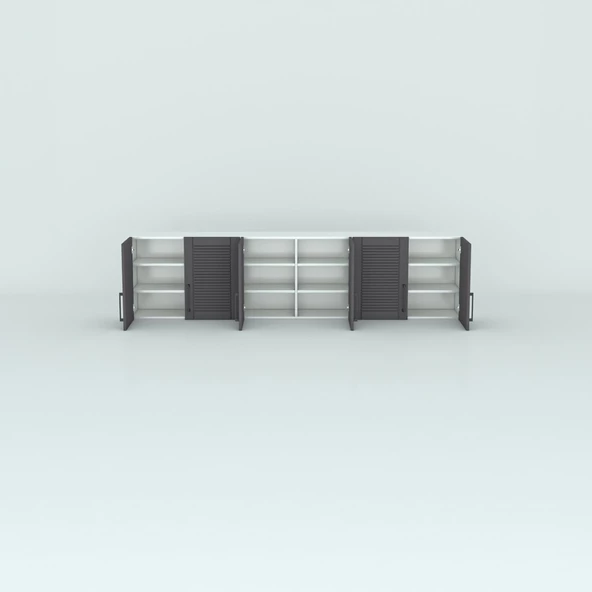 Kenzlife hazır mutfak dolabı bulgur90 gri mod2 90*240*32 mebran kapak suntalam gövde - Resim 3