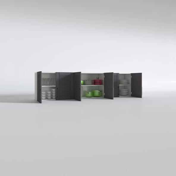 Kenzlife hazır mutfak dolabı elma60 gri mod2 60*240*32 mebran kapak suntalam gövde - Resim 3