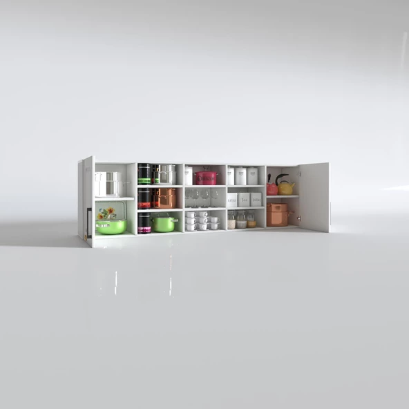 Kenzlife hazır mutfak dolabı nohut60 byz mod1 60*200*32 mebran kapak suntalam gövde - Resim 3