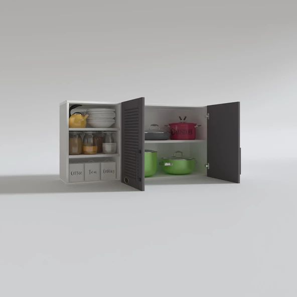 Kenzlife hazır mutfak dolabı kestane60 gri mod2 60*120*32 mebran kapak suntalam gövde - Resim 3