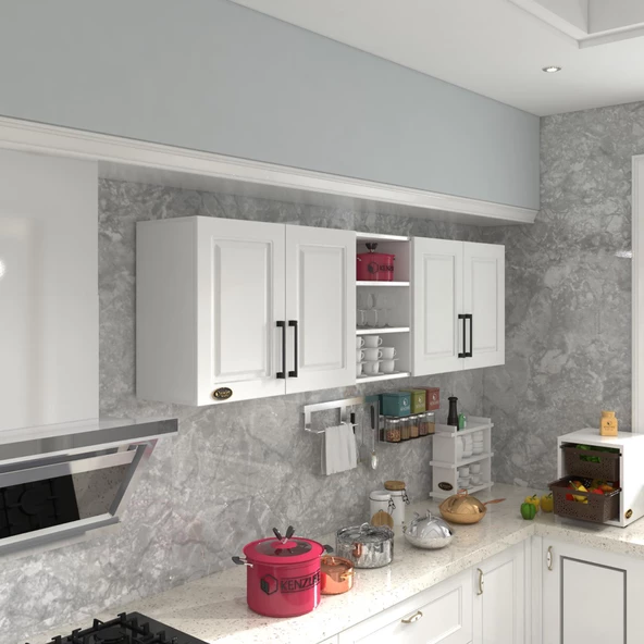 Kenzlife hazır mutfak dolabı fasulye90 byz mod1 90*200*32 mebran kapak suntalam gövde ürün görseli 1