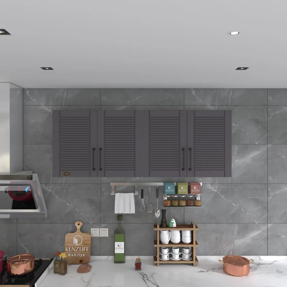 Kenzlife hazır mutfak dolabı havuç90 gri mod2 90*160*32 mebran kapak suntalam gövde - Resim 2