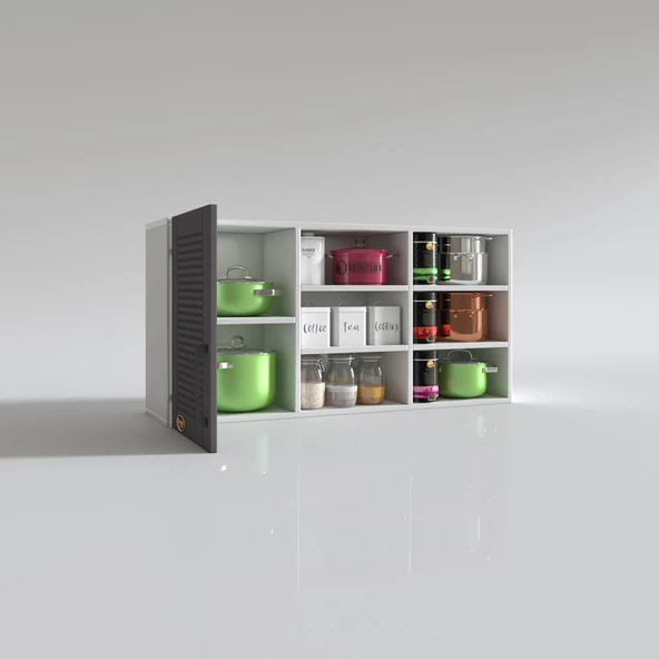 Kenzlife hazır mutfak dolabı pancar60 gri mod2 60*120*32 mebran kapak suntalam gövde - Resim 3