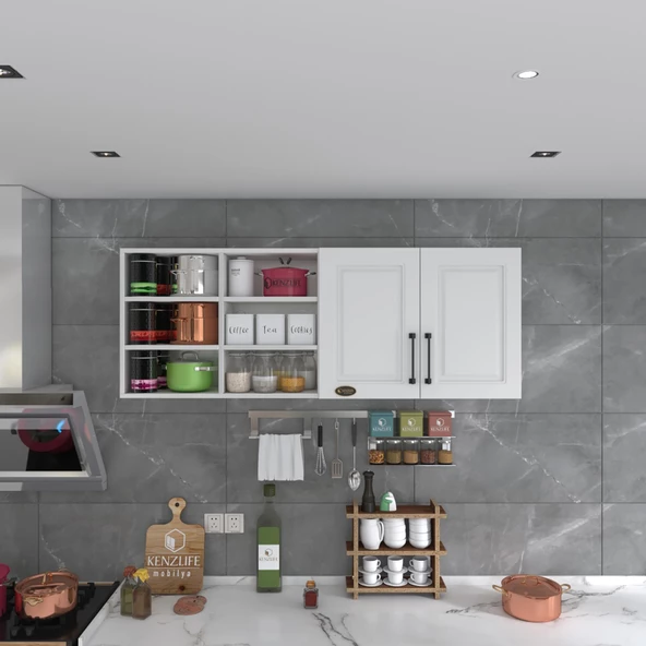 Kenzlife hazır mutfak dolabı patlıcan90 byz mod1 90*160*32 mebran kapak suntalam gövde - Resim 2