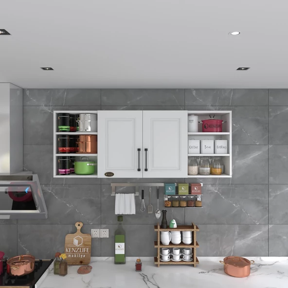 Kenzlife hazır mutfak dolabı domates90 byz mod1 90X160X32 mebran kapak suntalam gövde - 2