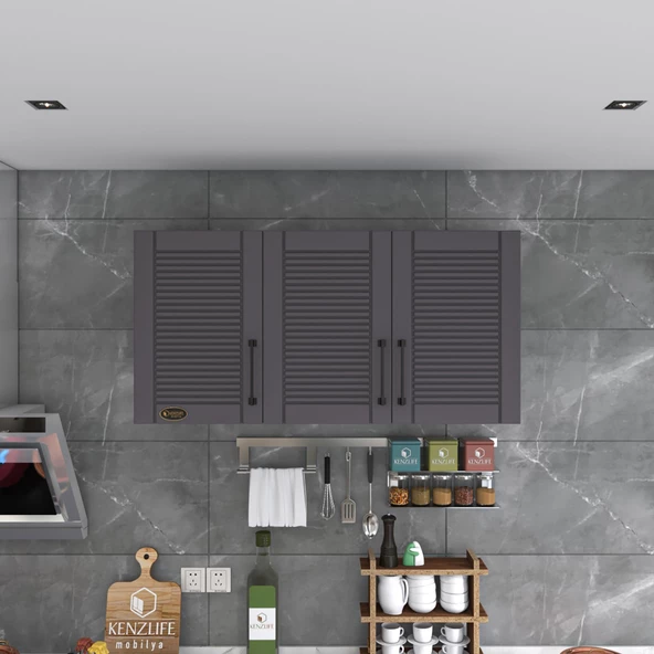 Kenzlife hazır mutfak dolabı mandalina60 gri mod2 60*120*32 mebran kapak suntalam gövde - Resim 2