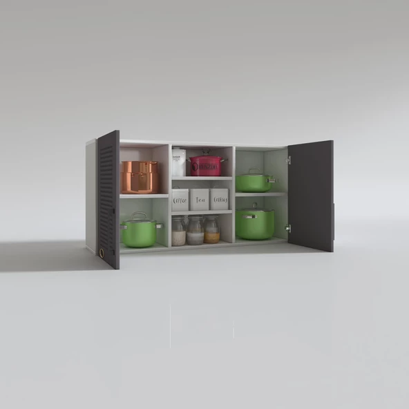 Kenzlife hazır mutfak dolabı pırasa60 gri mod2 60*120*32 mebran kapak suntalam gövde - 3