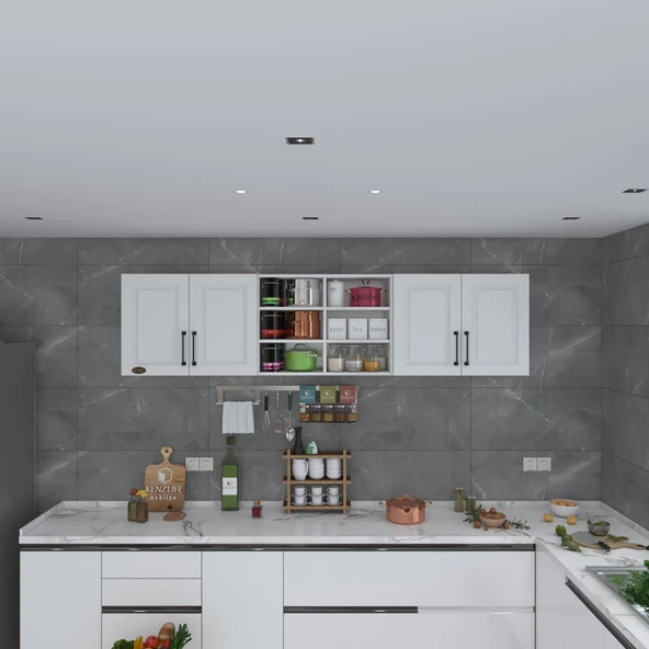 Kenzlife hazır mutfak dolabı bulgur90 byz mod1 90*240*32 mebran kapak suntalam gövde - Resim 2