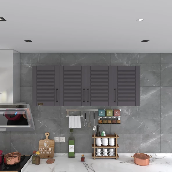 Kenzlife hazır mutfak dolabı soğan60 gri mod2 60*160*32 mebran kapak suntalam gövde - Resim 2