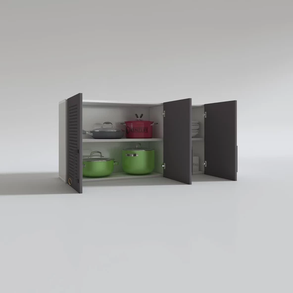 Kenzlife hazır mutfak dolabı limon60 gri mod2 60x120x32 mebran kapak suntalam gövde - 3
