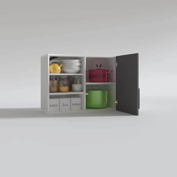 Kenzlife hazır mutfak dolabı roka60 gri mod2 60*080*32 mebran kapak suntalam gövde - Resim 3
