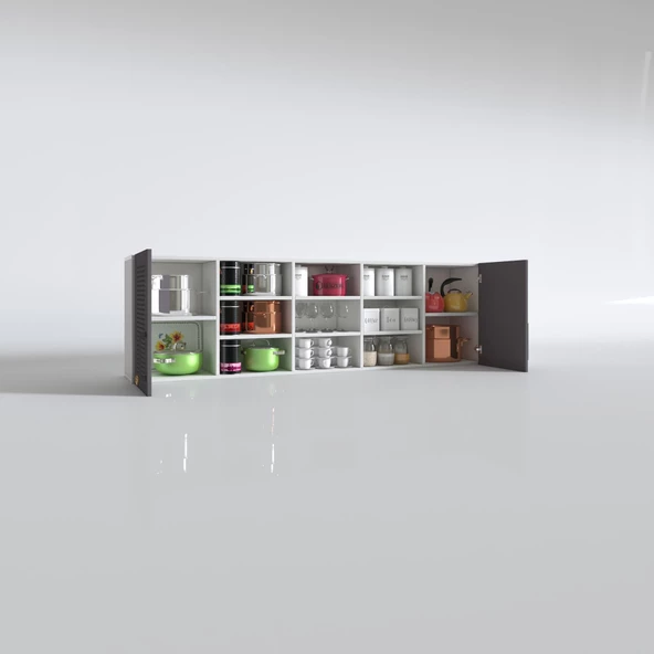 Kenzlife hazır mutfak dolabı nohut60 gri mod2 60*200*32 mebran kapak suntalam gövde - Resim 3