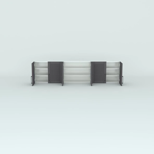 Kenzlife hazır mutfak dolabı elma90 gri mod2 90*240*32 mebran kapak suntalam gövde - Resim 3