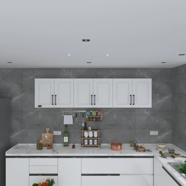 Kenzlife hazır mutfak dolabı elma60 byz mod1 60x240x32 mebran kapak suntalam gövde - 2