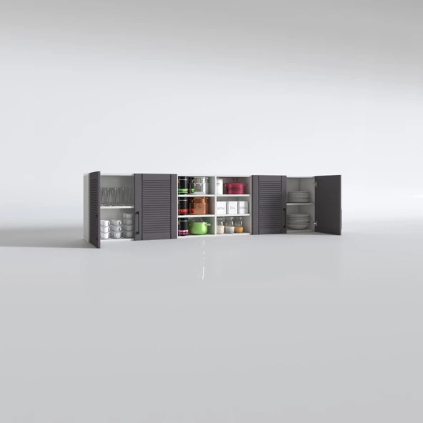 Kenzlife hazır mutfak dolabı bulgur60 gri mod2 60*240*32 mebran kapak suntalam gövde - Resim 3