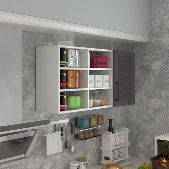 Kenzlife hazır mutfak dolabı nane60 gri mod2 60*120*32 mebran kapak suntalam gövde ürün görseli