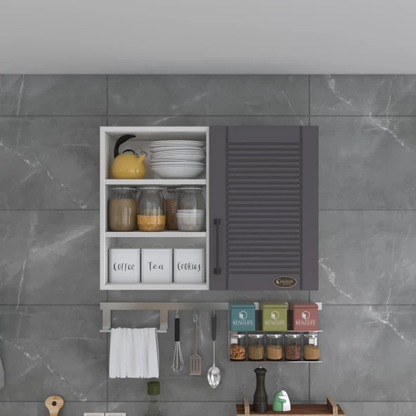 Kenzlife hazır mutfak dolabı roka60 gri mod2 60*080*32 mebran kapak suntalam gövde - Resim 2