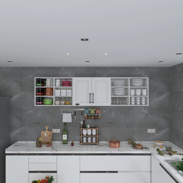 Kenzlife hazır mutfak dolabı mercimek60 byz mod1 60*240*32 mebran kapak suntalam gövde - Resim 2