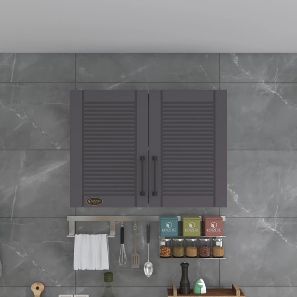 Kenzlife hazır mutfak dolabı kıvırcık60 gri mod2 60*080*32 mebran kapak suntalam gövde - Resim 2