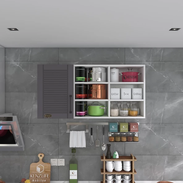 Kenzlife hazır mutfak dolabı pancar60 gri mod2 60*120*32 mebran kapak suntalam gövde - Resim 2