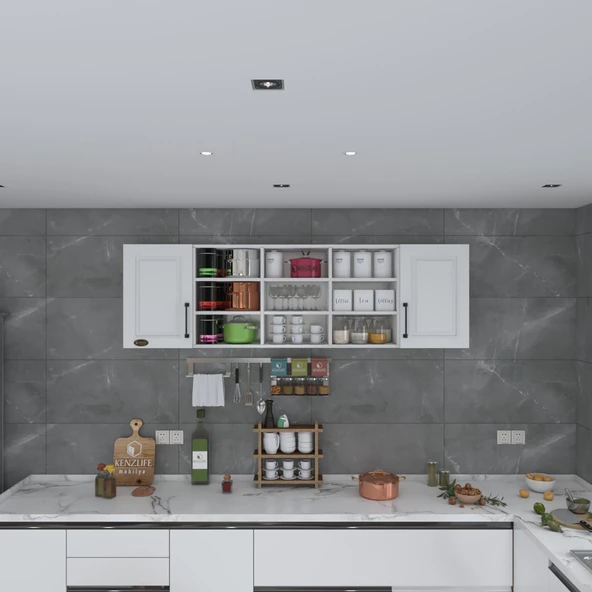 Kenzlife hazır mutfak dolabı nohut60 byz mod1 60*200*32 mebran kapak suntalam gövde - Resim 2