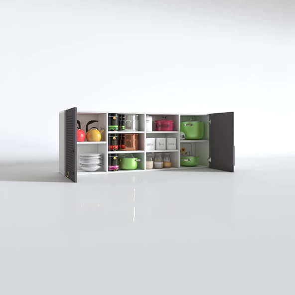 Kenzlife hazır mutfak dolabı biber60 gri mod2 60*160*32 mebran kapak suntalam gövde - Resim 3
